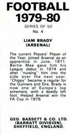 1979-80 Bassett & Co. Football #4 Liam Brady Back