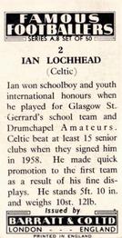 1960 Barratt & Co. Famous Footballers (A8) #2 Ian Lochhead Back