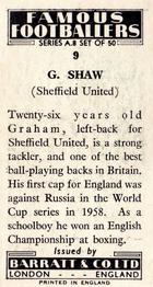 1960 Barratt & Co. Famous Footballers (A8) #9 Graham Shaw Back