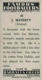1960 Barratt & Co. Famous Footballers (A8) #16 Joe Haverty Back