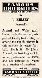 1960 Barratt & Co. Famous Footballers (A8) #17 Jack Kelsey Back