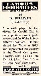 1960 Barratt & Co. Famous Footballers (A8) #19 Derrick Sullivan Back
