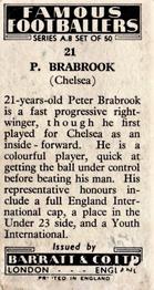 1960 Barratt & Co. Famous Footballers (A8) #21 Peter Brabrook Back