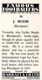1960 Barratt & Co. Famous Footballers (A8) #28 Jackie Mudie Back