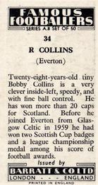 1960 Barratt & Co. Famous Footballers (A8) #34 Bobby Collins Back