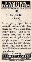 1960 Barratt & Co. Famous Footballers (A8) #36 Cliff Jones Back