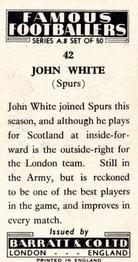 1960 Barratt & Co. Famous Footballers (A8) #42 John White Back