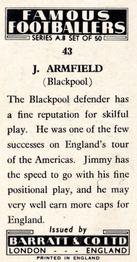1960 Barratt & Co. Famous Footballers (A8) #43 Jimmy Armfield Back
