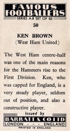 1960 Barratt & Co. Famous Footballers (A8) #50 Ken Brown Back
