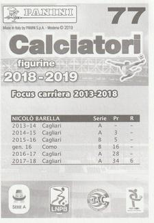 2018-19 Panini Calciatori Stickers #77 Nicolò Barella Back
