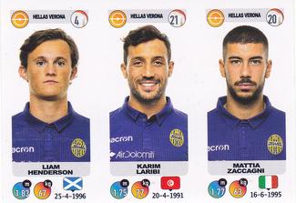 2018-19 Panini Calciatori Stickers #638 Liam Henderson / Karim Laribi / Mattia Zaccagni Front