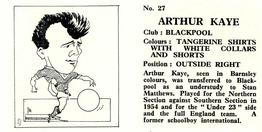1960 Chix Confectionery Footballers #27 Arthur Kaye Back