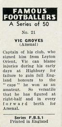 1961 Primrose Confectionery Famous Footballers #21 Vic Groves Back