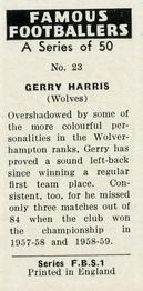 1961 Primrose Confectionery Famous Footballers #23 Gerry Harris Back