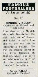 1961 Primrose Confectionery Famous Footballers #27 Dennis Viollet Back