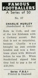 1961 Primrose Confectionery Famous Footballers #37 Charlie Hurley Back