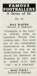 1961 Primrose Confectionery Famous Footballers #44 Bill Slater Back
