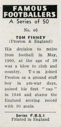 1961 Primrose Confectionery Famous Footballers #46 Tom Finney Back