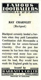 1962 Barratt & Co. Famous Footballers (A10) #2 Ray Charnley Back