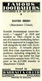 1962 Barratt & Co. Famous Footballers (A10) #9 David Herd Back