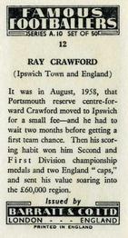 1962 Barratt & Co. Famous Footballers (A10) #12 Ray Crawford Back