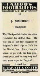 1962 Barratt & Co. Famous Footballers (A10) #15 Jimmy Armfield Back