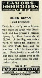 1962 Barratt & Co. Famous Footballers (A10) #23 Derek Kevan Back