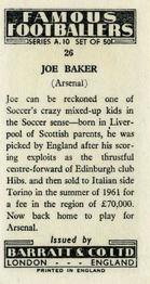 1962 Barratt & Co. Famous Footballers (A10) #26 Joe Baker Back