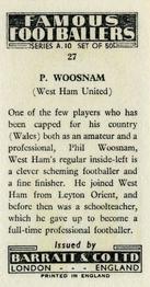1962 Barratt & Co. Famous Footballers (A10) #27 Phil Woosnam Back