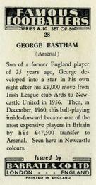 1962 Barratt & Co. Famous Footballers (A10) #28 George Eastham Back