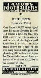 1962 Barratt & Co. Famous Footballers (A10) #38 Cliff Jones Back