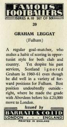 1962 Barratt & Co. Famous Footballers (A10) #39 Graham Leggat Back