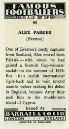 1962 Barratt & Co. Famous Footballers (A10) #44 Alex Parker Back