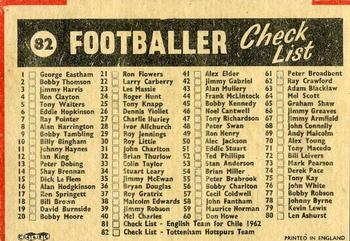 1962 A&BC Chewing Gum Bazooka #82 Tottenham Hotspur FC Back
