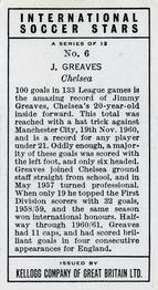 1961 Kellogg's International Soccer Stars #6 Jimmy Greaves Back