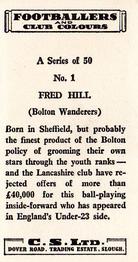 1963 Comet Sweets Footballers and Club Colours #1 Fred Hill Back