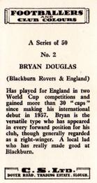 1963 Comet Sweets Footballers and Club Colours #2 Bryan Douglas Back