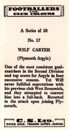1963 Comet Sweets Footballers and Club Colours #17 Wilf Carter Back