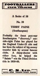 1963 Comet Sweets Footballers and Club Colours #20 Terry Paine Back