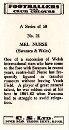 1963 Comet Sweets Footballers and Club Colours #21 Mel Nurse Back