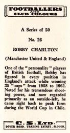 1963 Comet Sweets Footballers and Club Colours #26 Bobby Charlton Back