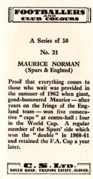 1963 Comet Sweets Footballers and Club Colours #31 Maurice Norman Back