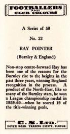 1963 Comet Sweets Footballers and Club Colours #33 Ray Pointer Back