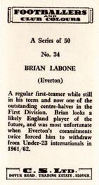1963 Comet Sweets Footballers and Club Colours #34 Brian Labone Back