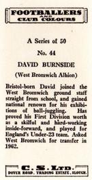 1963 Comet Sweets Footballers and Club Colours #44 David Burnside Back