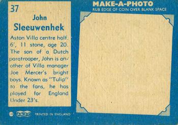 1963 A&BC Footballers #37 John Sleeuwenhoek Back