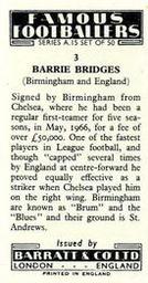 1967-68 Barratt & Co. Famous Footballers (A15) #3 Barry Bridges Back