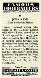1967-68 Barratt & Co. Famous Footballers (A15) #20 John Kaye Back