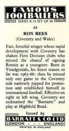 1967-68 Barratt & Co. Famous Footballers (A15) #22 Ron Rees Back
