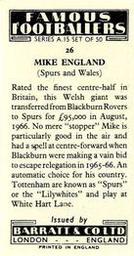 1967-68 Barratt & Co. Famous Footballers (A15) #26 Mike England Back